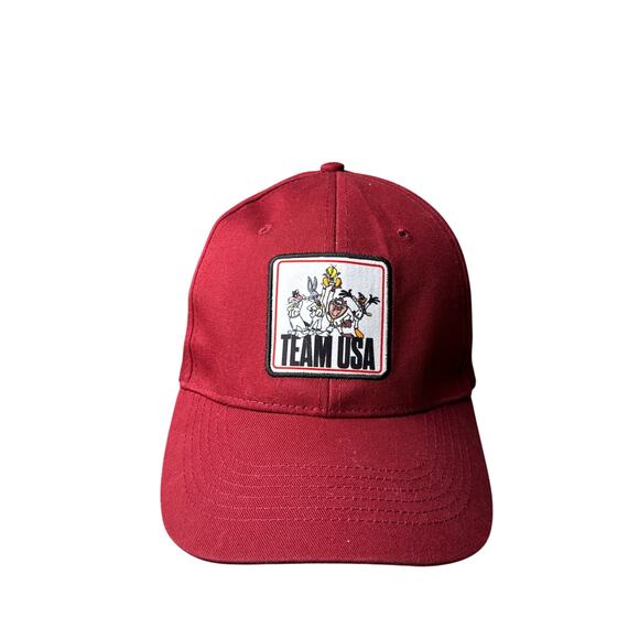 Looney Tunes Cap Hat Strapback Adjustable Red Olympics Embroidered Denim 5930 - Picture 1 of 7